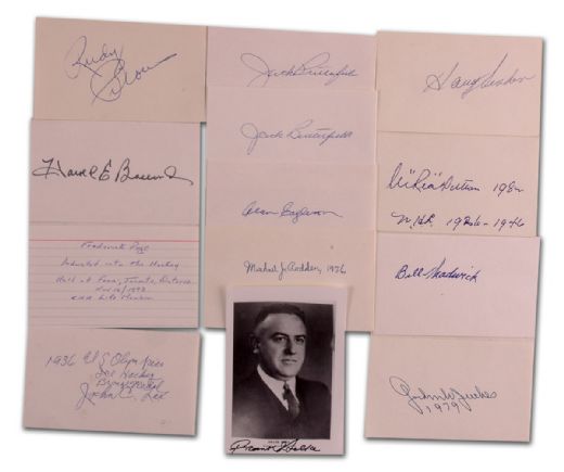 Hockey Hall of Fame Builder & Referee Autograph Collection of 12