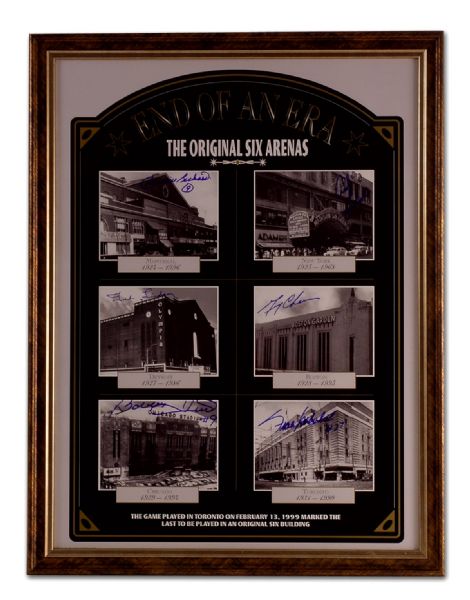 Original Six Arena Framed Display Autographed by 6 HOFers