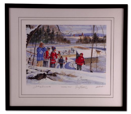 Limited Edition Framed Lithograph Autographed by Bower, Beliveau & Hull (21" x 24")