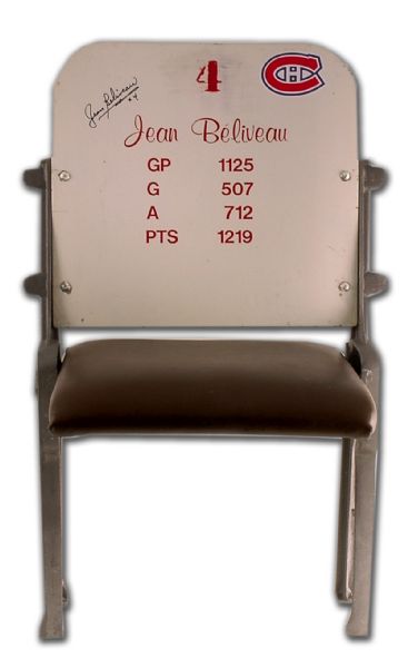 White Montreal Forum Seat Autographed by Jean Beliveau