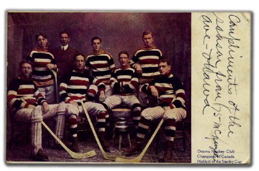 1905 Ottawa Silver Seven Color Team Photo Postcard