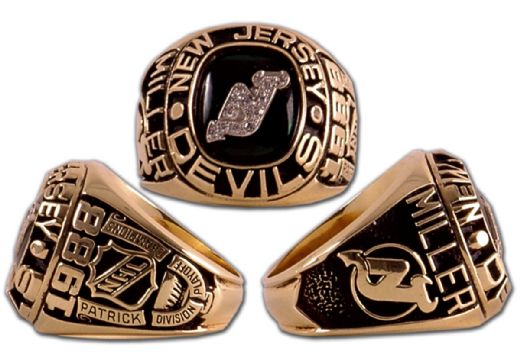 1987-88 New Jersey Devils Patrick Division Champions Gold Ring