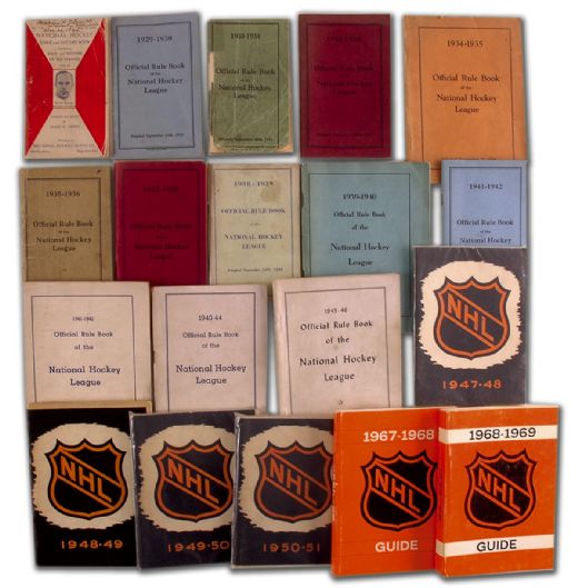 NHL Guide and Record/Rule Book Collection of 19 Dating Back to1929-30