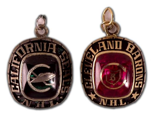 1970s Silver and Gold California Golden Seals & Cleveland Barons Pendant Charms