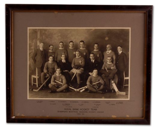 1922-23 Montreal Royal Bank Hockey Team Framed Team Photo