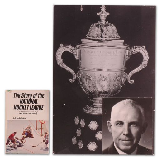 Clarence Campbell Autographed Book and Display from the Hockey Hall of Fame