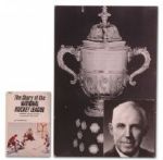 Clarence Campbell Autographed Book and Display from the Hockey Hall of Fame
