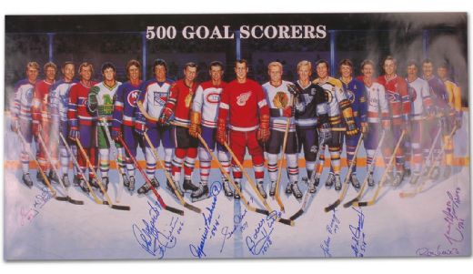 Autographed Limited Edition 500-Goal Scorers Lithograph with Howe & Richard