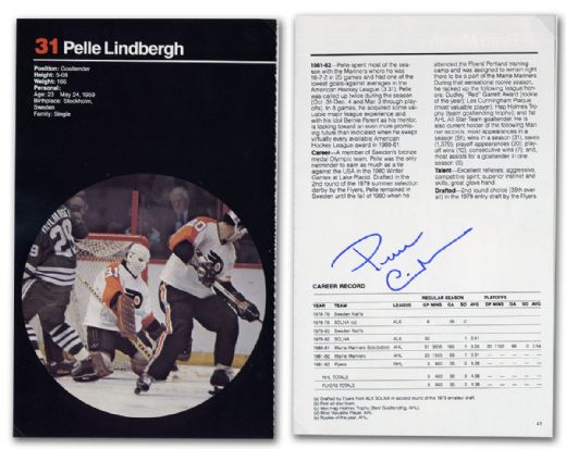 Pelle Lindbergh Autographed Flyers Media Guide Page