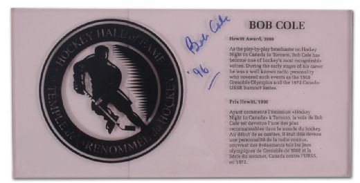 Bob Cole Autographed Hockey Hall of Fame Display