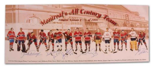Limited Edition Montreal Canadiens Lithograph Autographed by 6 Hall-of-Famers