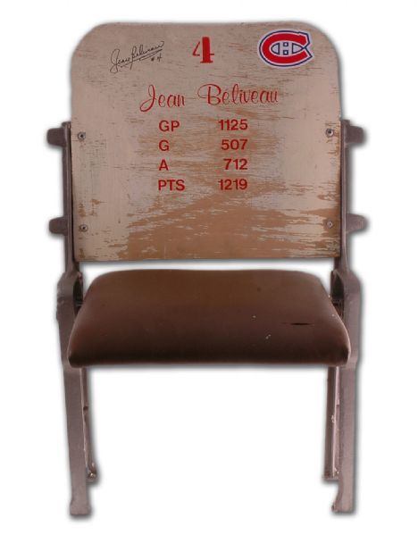 Jean Beliveau Autographed White Montreal Forum Single Seat