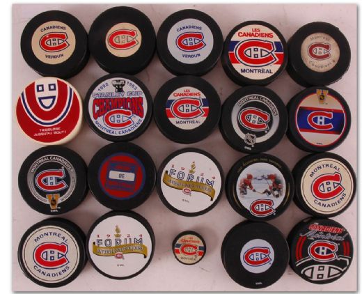 Huge Montreal Canadiens Puck, Publication and Memorabilia Collection of 75+