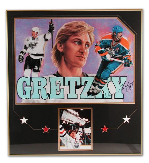 Large Wayne Gretzky Autographed Framed Display