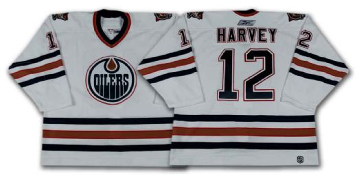 Todd Harvey’s 2005-06 Edmonton Oilers White Preseason Game Worn Jersey