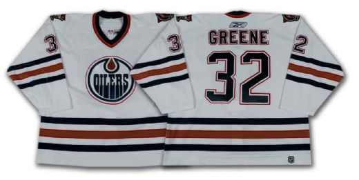 Matt Greene’s 2005-06 Edmonton Oilers White Game Worn Jersey