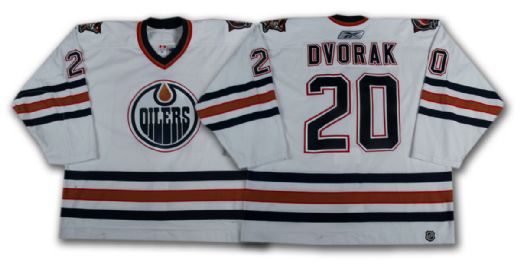 Radek Dvorak’s 2005-06 Edmonton Oilers White Game Worn Jersey