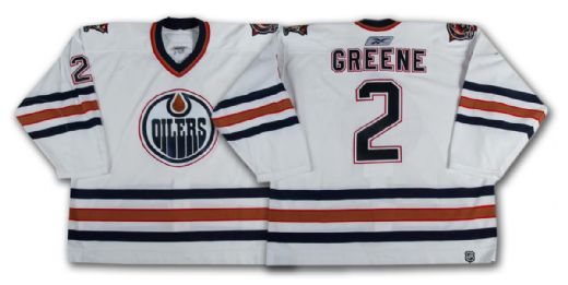 Matt Greene’s 2005-06 Edmonton Oilers White Game Worn Jersey