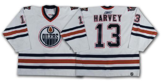 Todd Harvey’s 2005-06 Edmonton Oilers White Game Worn Jersey – Photo Matched!