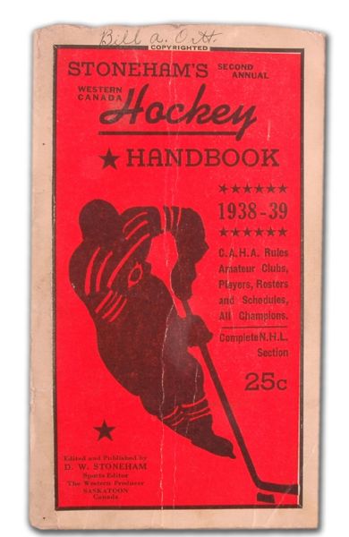 1938-39 Stonehams Western Canada Hockey Handbook