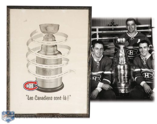 1957-58 Montreal Canadiens Stanley Cup Commemorative Display Presented to Henri Richard