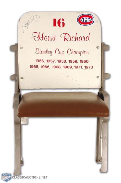 Henri Richard Autographed Montreal Forum #16 White Seat