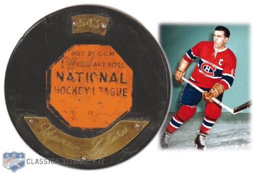 Vintage Rocket Richard 543rd NHL Goal Puck Trophy