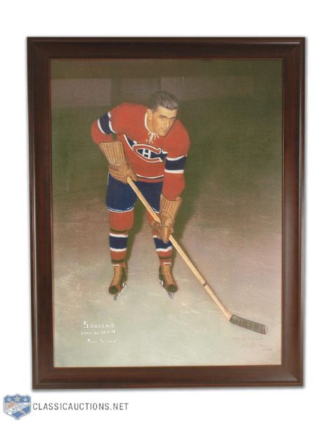 Exceptional Huge 1944 Maurice Richard Color Framed Picture (36” x 46”)