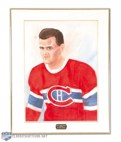 Autographed Maurice Richard Framed Painting
