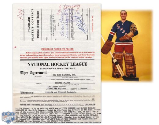 Jacques Plante’s 1963-64 New York Rangers Contract