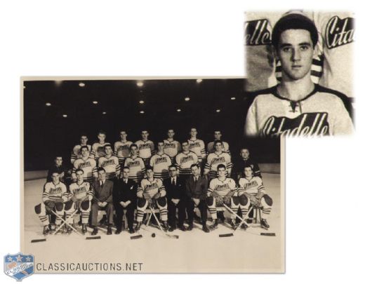 1948-49 Quebec Citadelles Team Photo & Program Featuring Jacques Plante