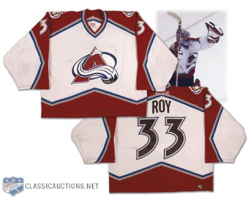 Patrick Roy’s 2002-03 Colorado Avalanche Photo Matched Game Worn Jersey