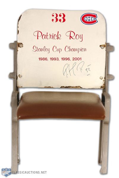 Patrick Roy Autographed #33 White Montreal Forum Seat