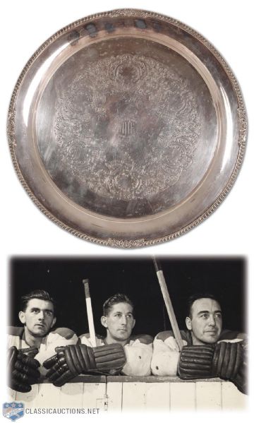 1945-46 NHL Championship Silver Tray Presented to Elmer Lach