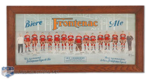 1930-31 Montreal Canadiens Framed Team Photo Advertising Frontenac Beer