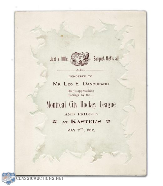 1912 Multi-Signed Menu from a Banquet Given for Leo Dandurand