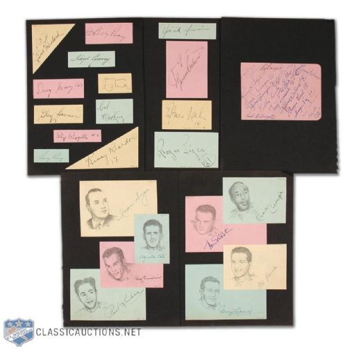 Circa 1950 Montreal Canadiens & QSHL Sherbrooke Saints Autograph Collection Including Plante, Harvey, Irvin & Carnegie