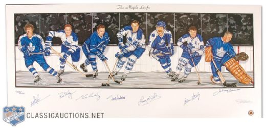 Toronto Maple Leafs Limited Edition Lithograph Autographed by 7 HOFers 