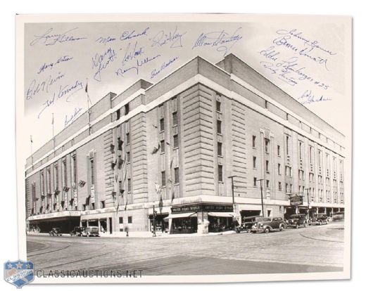 Maple Leaf Gardens Photo Autographed by 17 Former Leafs