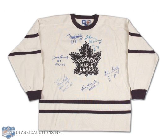 Toronto Maple Leafs Wool Jersey Autographed by 6 Legends