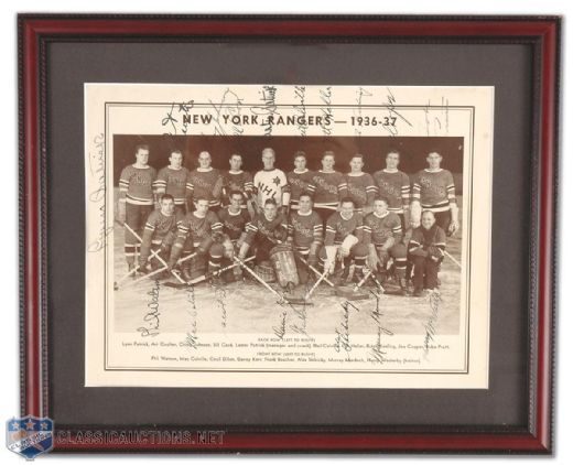 1936-37 New York Rangers Team Signed Photo Including Lester Patrick