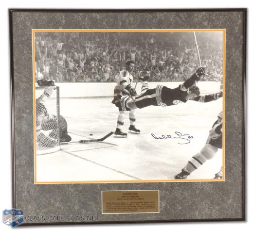 Bobby Orr Autographed 1970 Stanley Cup Winning Goal Framed Photograph
