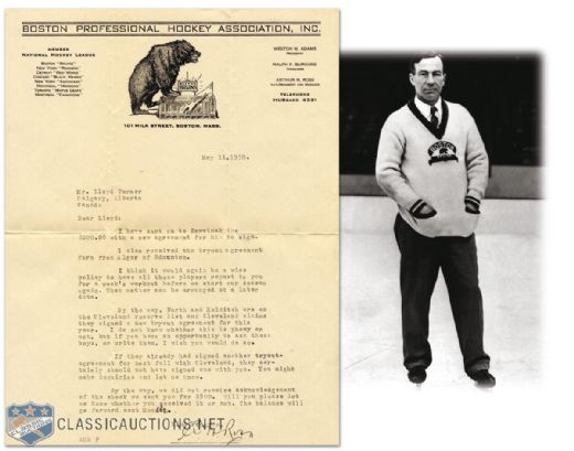 1938 Letter to Lloyd Turner Signed by Art Ross