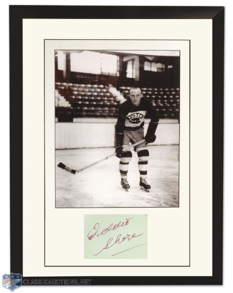 Eddie Shore Autograph & Framed Photo Display