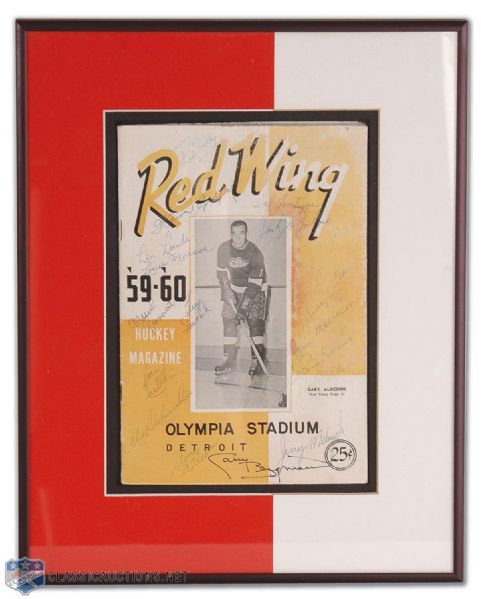 1959-60 Detroit Red Wings Program Autographed by 18 Including Sawchuk & Howe