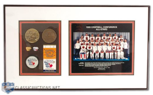 1989 NHL All-Star Game Framed Photo & Memorabilia Display (17 1/2” x 30”)