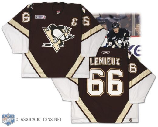 Mario Lemieux 2005-06 Pittsburgh Penguins Game Worn Jersey with “Katrina” Patch