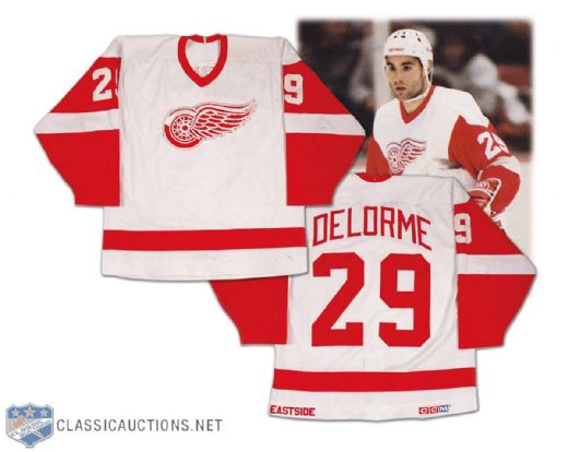 Gilbert Delorme Circa 1988 Detroit Red Wings Game Worn Jersey