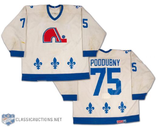 Walt Poddubny 1989-90 Quebec Nordiques Game Worn Jersey