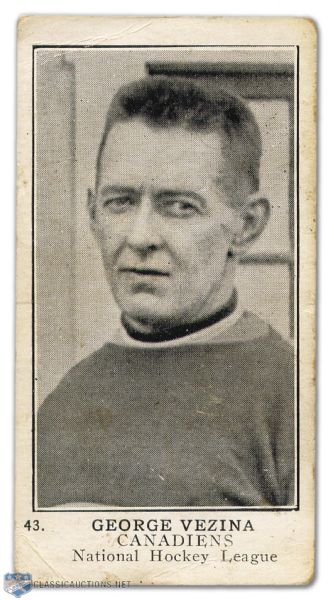 1924-25 Georges Vezina Card by William Paterson